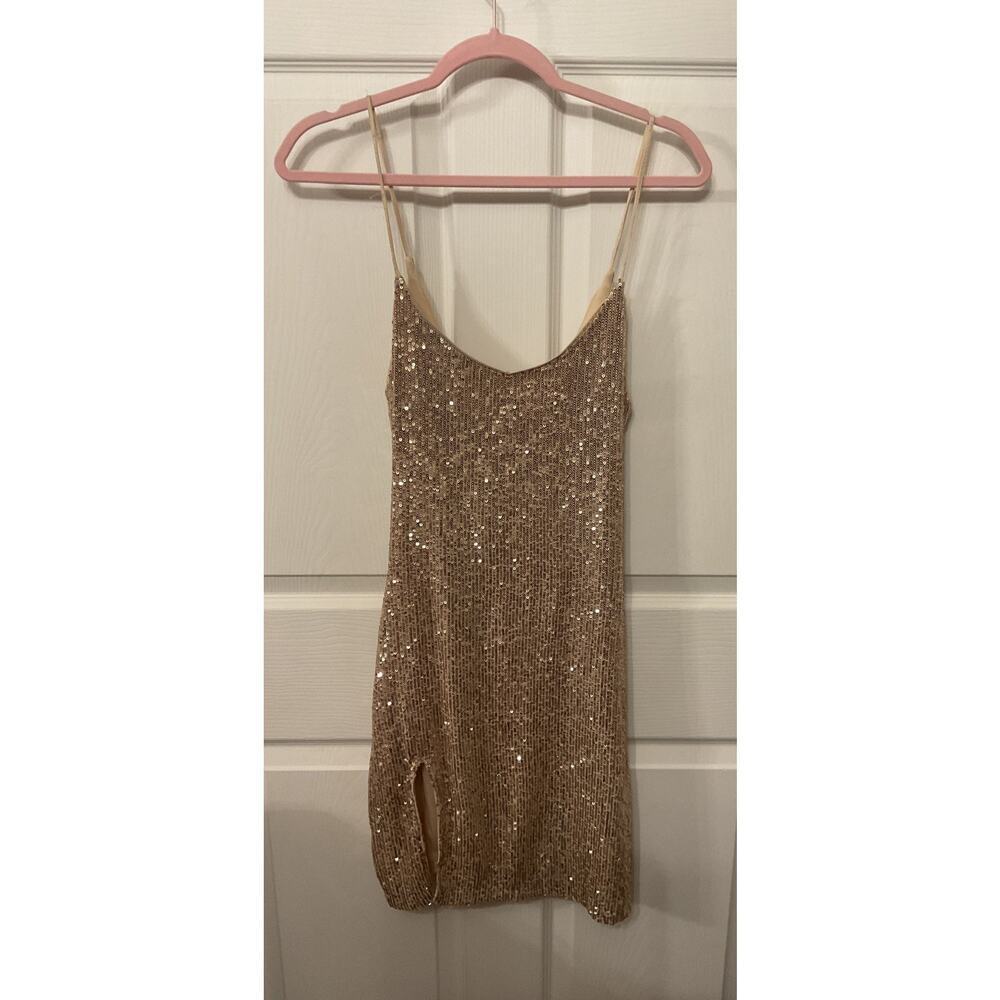 Dress Forum Los Angeles Gold Sequin Fearless Era Mini Dress, S - Picture 2 of 6